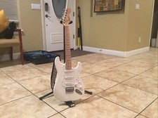 White Fender Squier Mini Electric Guitar, In Great Condition, Comes With Stand.