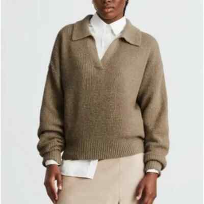 Everlane The Alpaca Waffle-Stitch Polo Sweater Size S