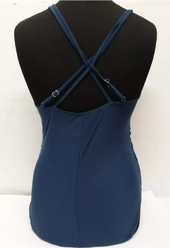 Damen Badeanzug Einteiler V-Ausschnitt Bauchkontrolle Rüschen Blau Gr. L | (REF 2/182) - Bild 5 von 5
