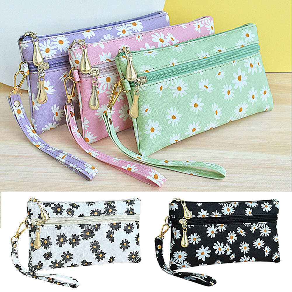 Handbag Coin Purse Mobile Phone Bag Daisy Printing Square Key Card Bag Portable-image