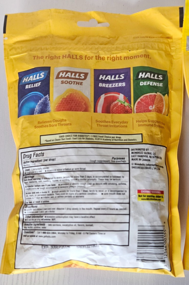 2pk -Halls Honey Lemon-Sugar Free-Cough Drops - 70 per Pk- EXP: 09/2028