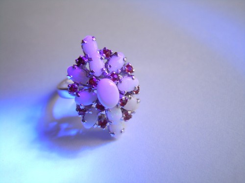 925 Silber Ring mit 11 x Edelopal,12 x Rubin 3-Stöckig 5,1 g/Gr.55 - Bild 3 von 8