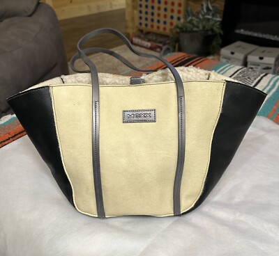 MEXX Leather Women s  Handbag/Tote. Cream/Black 