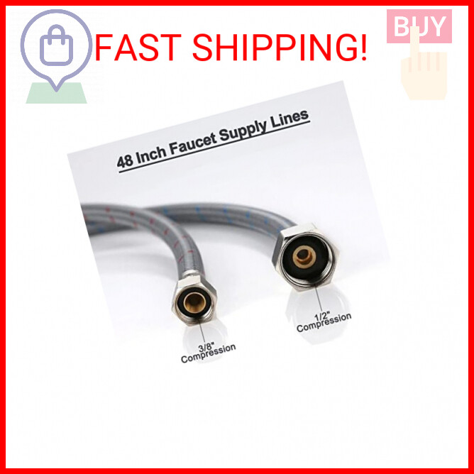 Water Supply Lines, ARCORA 48” Inch Sink Hose Attachment for Faucet