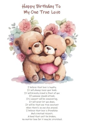 Happy Birthday To My One True Love große A4-Karte - mit Liebe zu ihm oder ihr