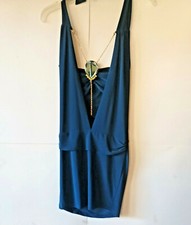 Fashion Nova CLOVIS Bodycon halter mini dress with necklace,sz XS
