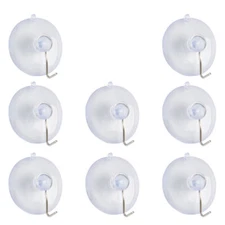 8pcs Suction Cup Hook 1.6" Removable Metal Hook Wall Vacuum Hooks Hangers Clear