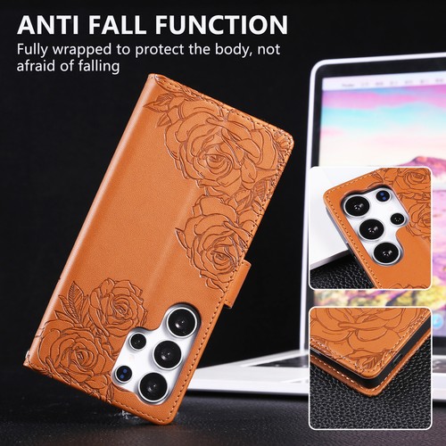 For Samsung Galaxy S25 Ultra|+ S25Edge S24 FE-S22 Rose Emboss Leather Flip Case - 第 13/43 張圖片