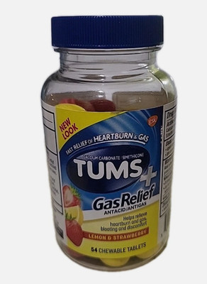 Tums+ Gas Relief Chewy Bites Chewable Antacid, Lemon/Strawberry, 54 CT EXP 1/27