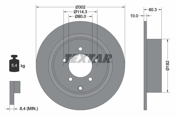 Disques de frein Textar 92177303 ventilés haute teneur en carbone anti-vibration