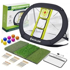 Ultra-Stable Golf Chipping Net Set with Pop-Up 3 Targets Net with Mat Kit