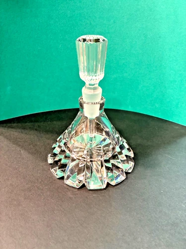 VINTAGE WATERFORD STYLE HEAVY CUT CRYSTAL PERFUME BOTTLE w/ STOPPER -