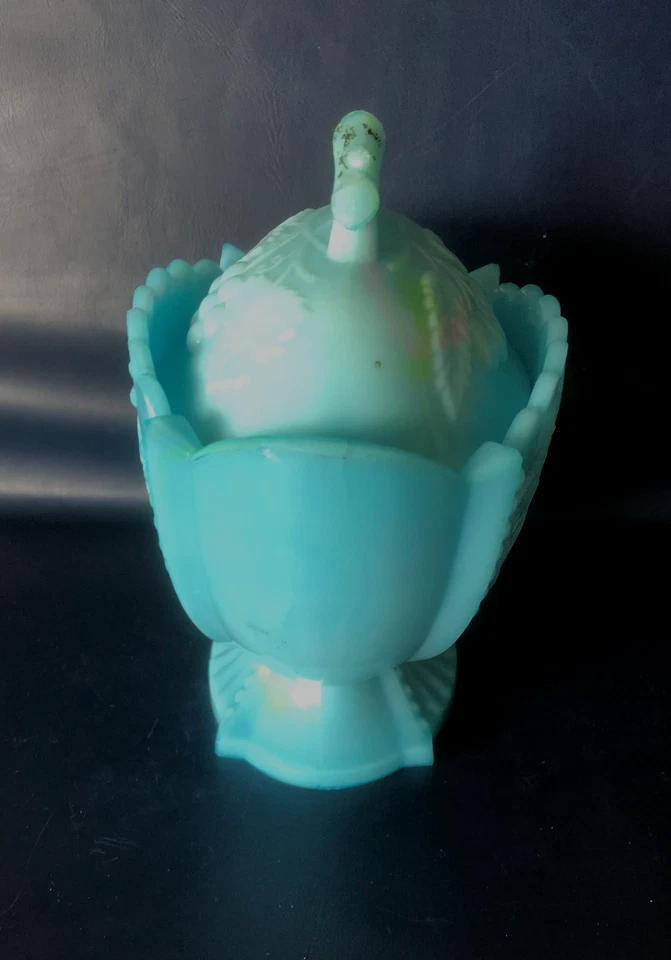 Pot Sucrier Bonbonnière Opaline De Foire - Photo 2/4