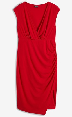 Jerseykleid mit Cache-Coeur-Ausschnitt Gr. 44/46 Tiefrot Mini Freizeitkleid Neu*