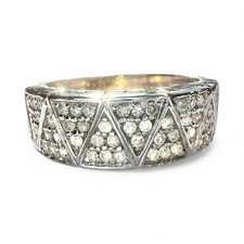 9ct Gold Pave Set Diamond Ring Hallmarked 375 White Gold 4.6g Size N 1/2