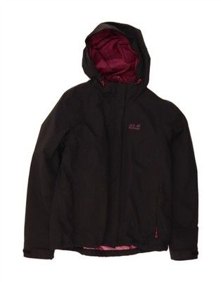 JACK WOLFSKIN Womens Hooded Windbreaker Jacket UK 16 Large Black Polyamide DA43