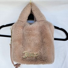 Juicy Couture Dusty Blush Fuzzy Mini Tote Bag Faux Fur Y2K Shoulder