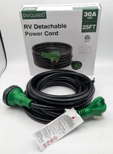 RVGUARD RV Power Extension Cord 30A 25ft - Black/Green