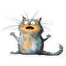 Fat Grey Cat - Vinyl Decal Sticker - Car Window Laptop - ebn12368