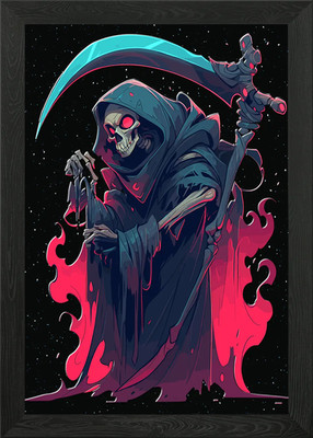 Fiery Reapers Scythe gerahmtes Wandbild Poster Leinwanddruck Bild