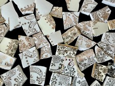 Broken China Mosaic Tiles GOLD Filigree Trim 80 pieces set d