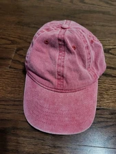 Plain Solid All Over Red Washed Look Jean Slouch  Adjustable Hat Cap 11325