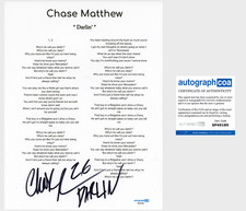 ‘Chase Matthew’ Signed Lyric Sheet ‘Darlin’ Country Singer ACOA