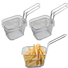 4 PCS Mini Square Fry Basket 4.13x3.3x2.5 Inch Stainless Steel Handle Mesh