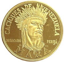 GOLD VENEZUELA MARA CACIQUES CHIEF 20 GRAMS MINT STATE DEEP PROOF-LIKE 4817.15 per troy oz
