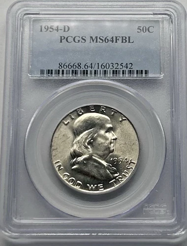 1954-D Franklin Half Dollar MS64 FBL PCGS Certified