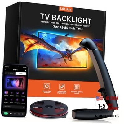 TV Lights that Change with Screen, 18ft Cuttable LED Backlight for 75-85 Inch