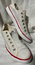 Converse Chuck Taylor All Star Slip On Sneakers W9 M7 White Laceless Shoes GUC