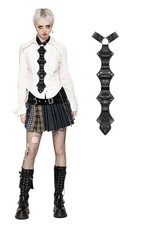 Dark In Love Women Black Gothic Punk Skeleton Punk Faux Leather Tie
