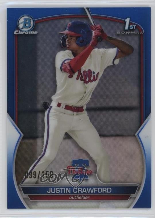 2023 Bowman Chrome Prospects Blue Refractor 99/150 Justin Crawford #BCP-3 00ma