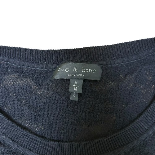 RAG & BONE Fine Knit Mesh T-shirt Czarny Medium Mieszanka bawełny Oddychający - Zdjęcie 2 z 8