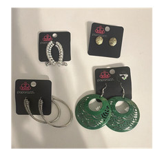Paparazzi Women s Fashion Earrings Mixed Lot 4 Pairs Multicolor Mixed Metals
