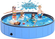87x16'' Large Foldable Dog Pool Kiddie Thickened, 87x16in, Blue