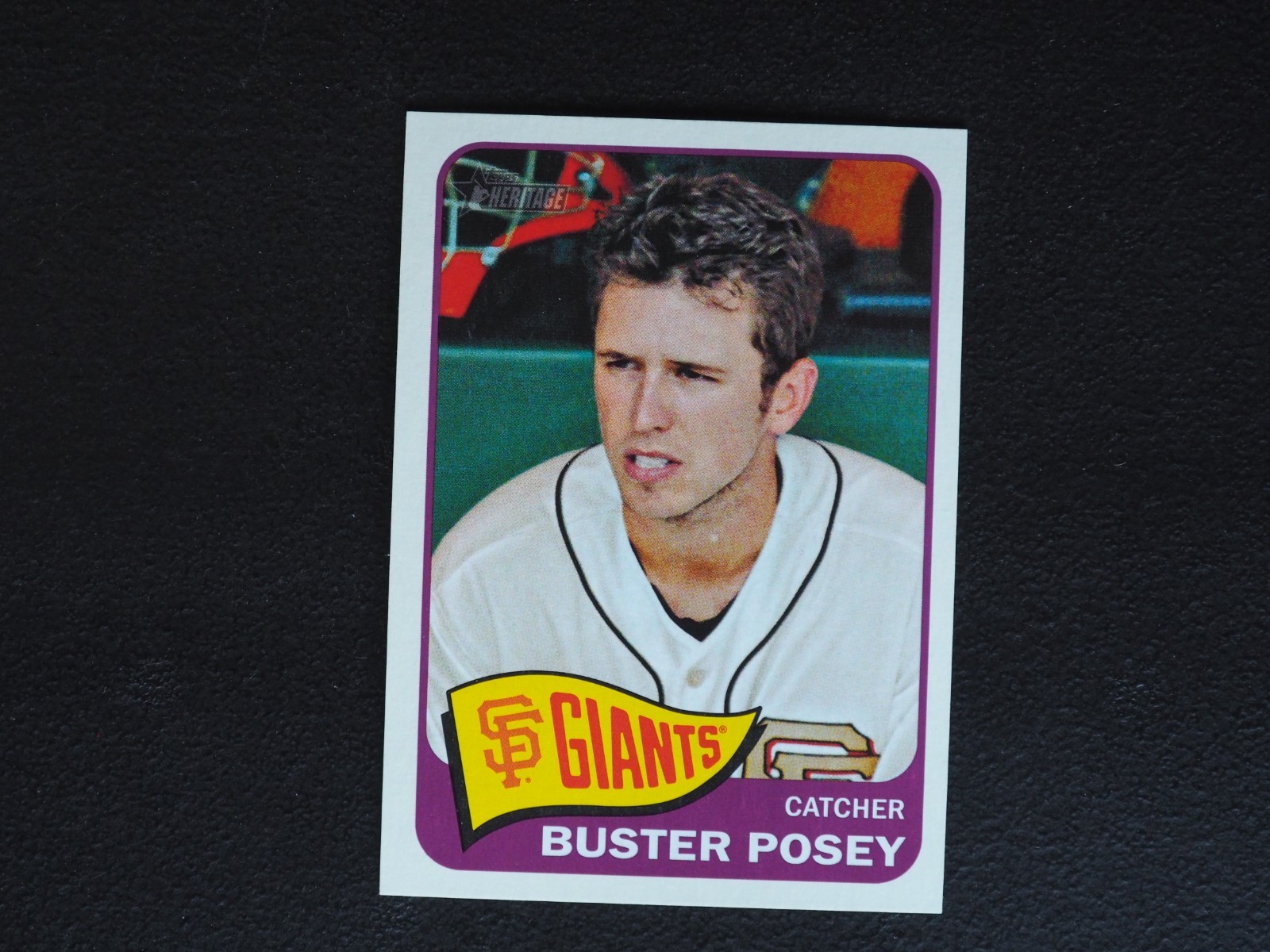 2014 Topps Heritage Buster Posey Logo Variation Short Print SP MINT