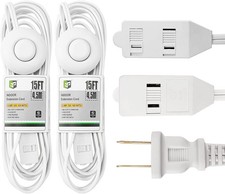 2 Pack 15 ft Extension Cord with Foot Switch, ON/Off Switch Power Cord, 2-Pro...