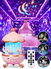 Carousel Night Light for Kids, 15 Music+15 Films+315 Colors Star