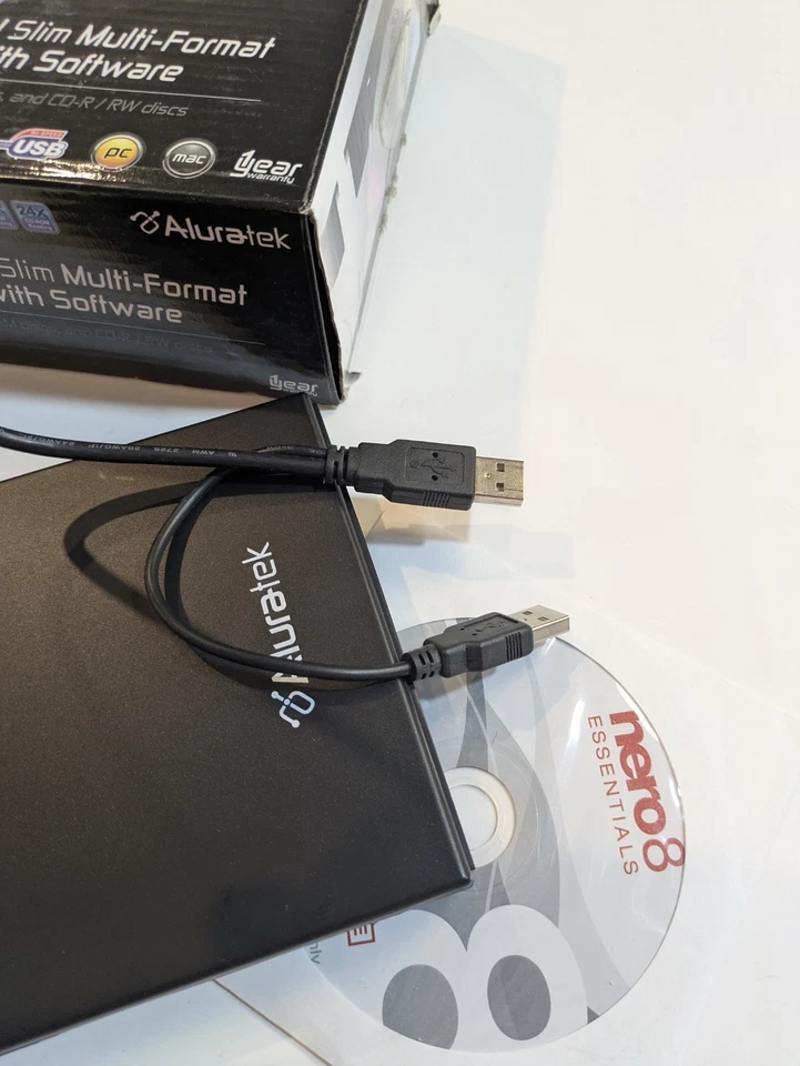 Aluratek AEOD100F USB 2.0 Externo Delgado Multiformato 8X Lector/Grabador de DVD Foto 4 de 4