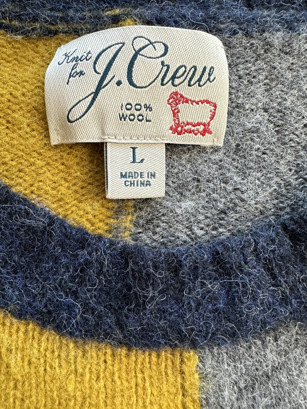 J.Crew - Brushed Wool Patchwork Jumper (L) - image 4