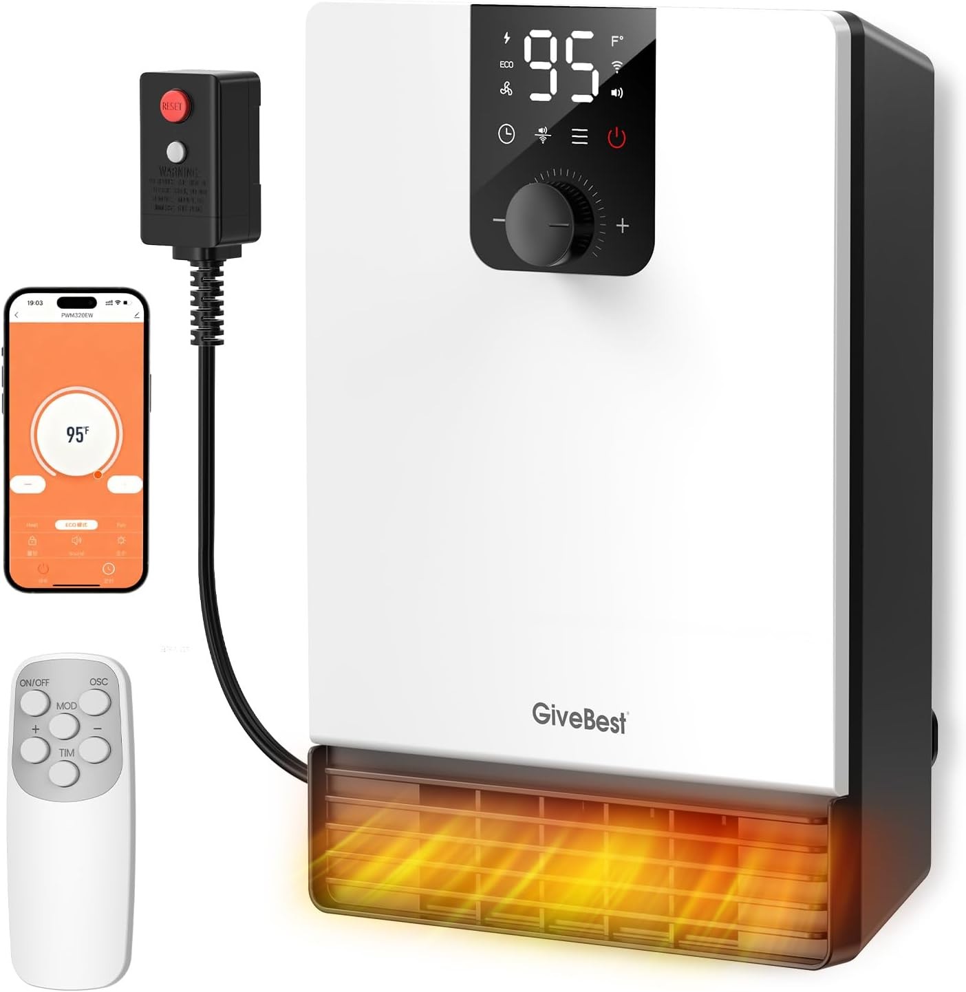 For Bathroom, 1500w Fast Heating Electric Space Heater With