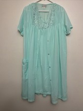 Danni Robe Vintage Set 2 House Coat M Pastel Green Embroidery Sheer Lingerie