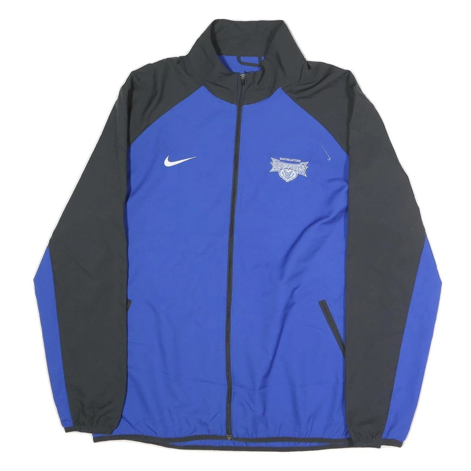 NIKE Mens Blue & Black Jacket XL Polyester Zip Sports Logo Casual Athletic Wear