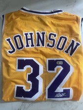 Magic Johnson Autographed Los Angeles Lakers Yellow & Purple Jersey Beckett COA