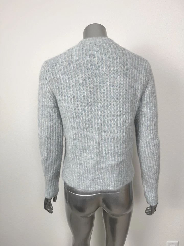Rag & Bone Sweater Women’s Small Alpaca Wool Light Blue Rib Knit Crewneck FLAW - Image 4 of 4
