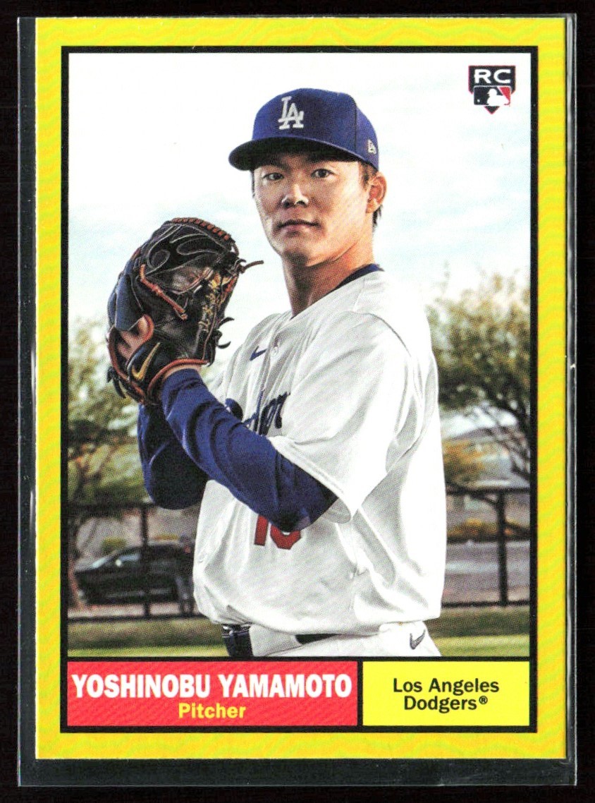 Yoshinobu Yamamoto 2024 Topps Archives 1961 Topps Yellow Foil RC #61 Los Angeles