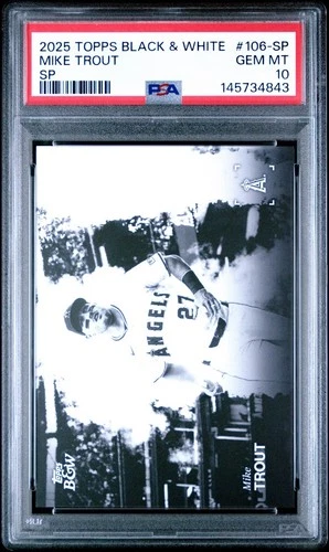 2025 Topps Black & White Mike Trout SP PSA 10 #106-SP Angels
