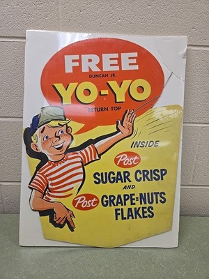 Vintage 1950's Post Cereal Duncan Yo-Yo Cardboard display